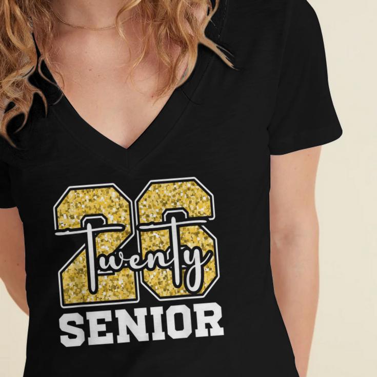 Twenty 2026 Class Of 26 Seniors Back To School Graduation Women's Jersey Short Sleeve Deep V-Neck Tshirt