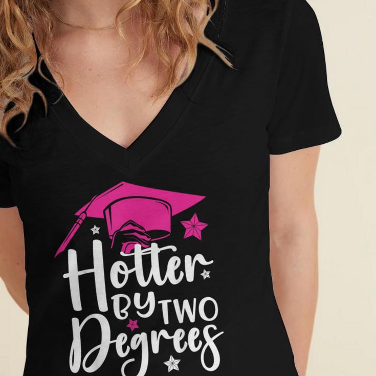 Two Degrees Hotter Graduation 2025 Diploma College Masters Women's Jersey Short Sleeve Deep V-Neck Tshirt