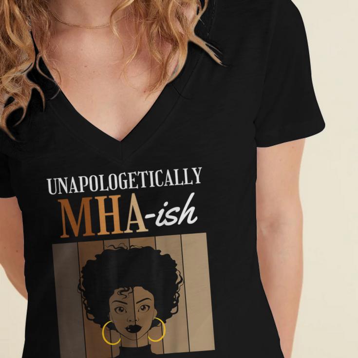Unapologetically MHA-Ish Student Graduation Afro Women's Jersey Short Sleeve Deep V-Neck Tshirt
