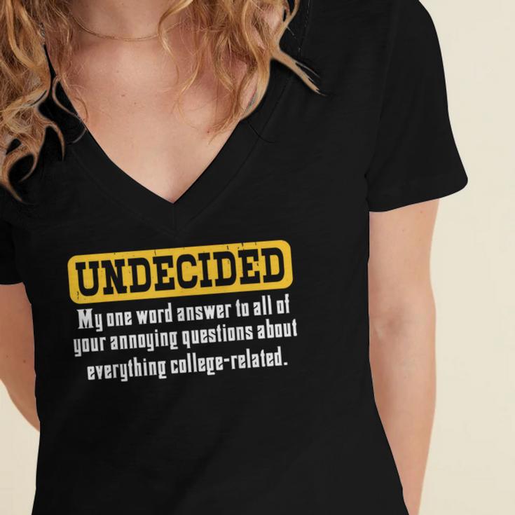 Undecided Collage Student Novelty Graduation Present Women's Jersey Short Sleeve Deep V-Neck Tshirt