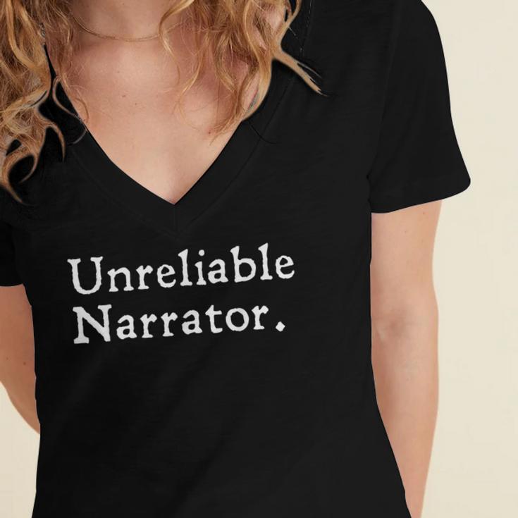 Unreliable Narrator Literary Book Author Bookworm Writer Women's Jersey Short Sleeve Deep V-Neck Tshirt Unreliable Narrator Literary Book Author Bookworm Writer Women's Jersey Short Sleeve Deep V-Neck Tshirt