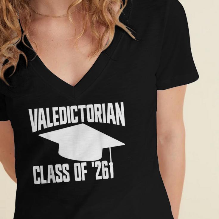 Valedictorian Class Of '26 Graduation 2026 Valedictorian Women's Jersey Short Sleeve Deep V-Neck Tshirt
