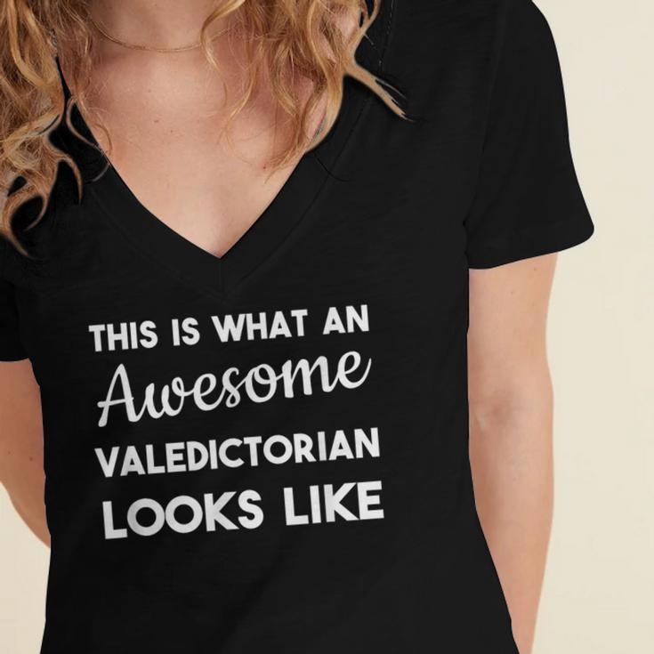 Valedictorian Graduation High School T-Shirt Women's Jersey Short Sleeve Deep V-Neck Tshirt