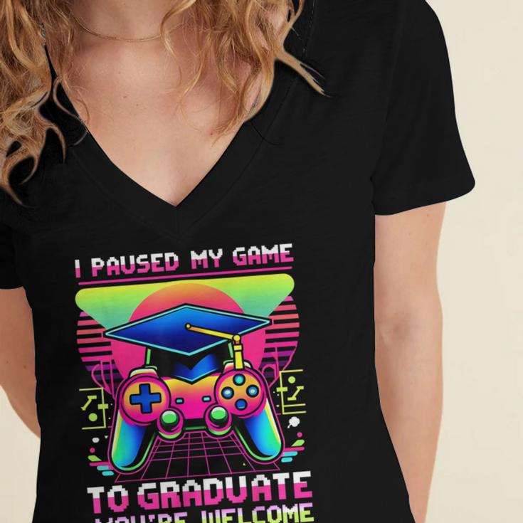 Video Gamer Graduate Graduation Grad Gaming Women's Jersey Short Sleeve Deep V-Neck Tshirt
