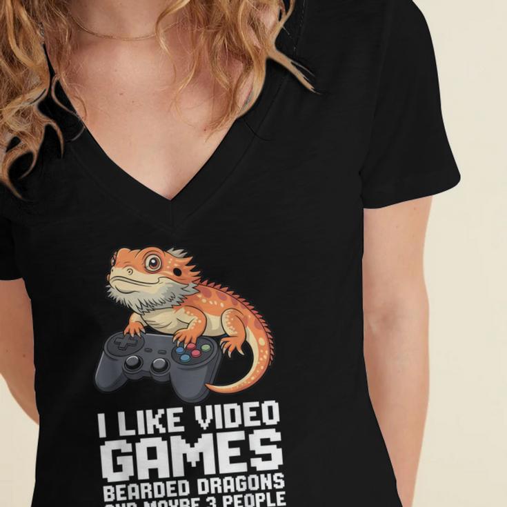 I Like Video Games Bearded Dragon Gamer Introvert Mood Women's Jersey Short Sleeve Deep V-Neck Tshirt I Like Video Games Bearded Dragon Gamer Introvert Mood Women's Jersey Short Sleeve Deep V-Neck Tshirt
