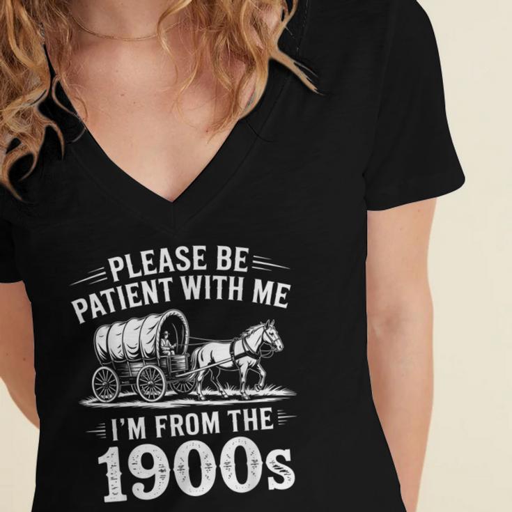 Vintage 90s Country Please Be Patient I'm From The 1900s Women's Jersey Short Sleeve Deep V-Neck Tshirt