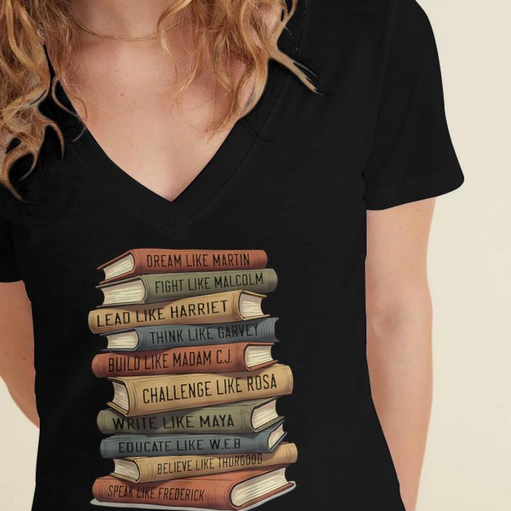 Vintage Books History Retro Book Lover Teacher Women's Jersey Short Sleeve Deep V-Neck Tshirt
