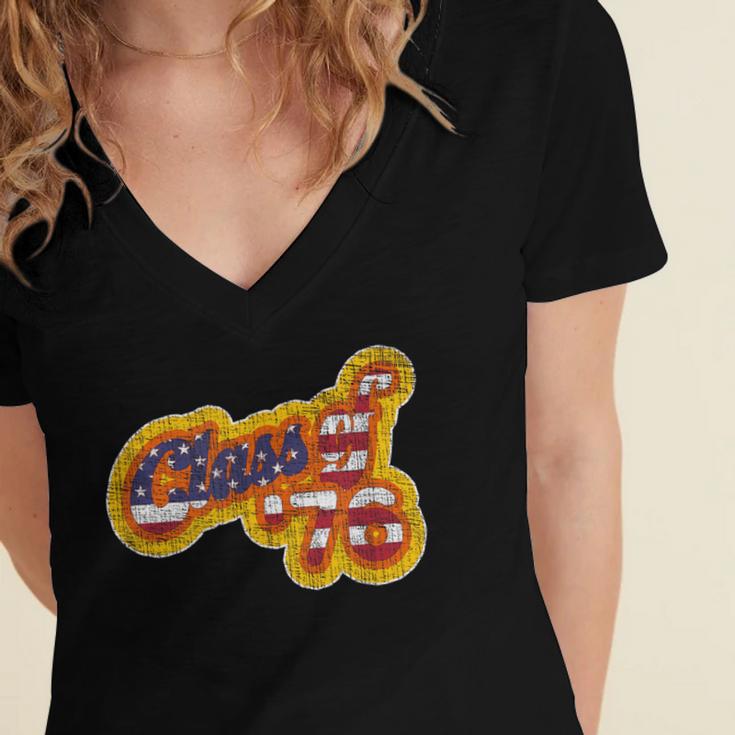 Vintage Class Of 1976 Bicentennial Graduation Year Women's Jersey Short Sleeve Deep V-Neck Tshirt