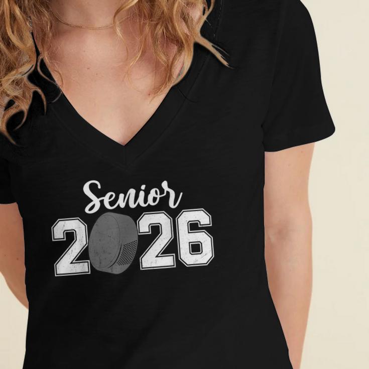 Vintage Class Of 2026 Hockey Senior 2026 Graduation 2026 Women's Jersey Short Sleeve Deep V-Neck Tshirt