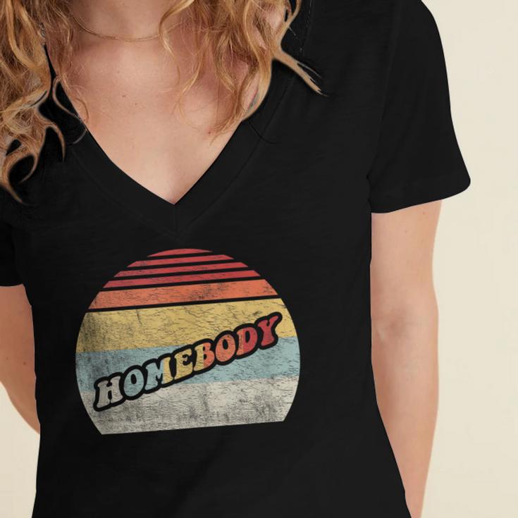 Vintage Homebody Shirt Stay At Home Quarantine Introvert Women's Jersey Short Sleeve Deep V-Neck Tshirt