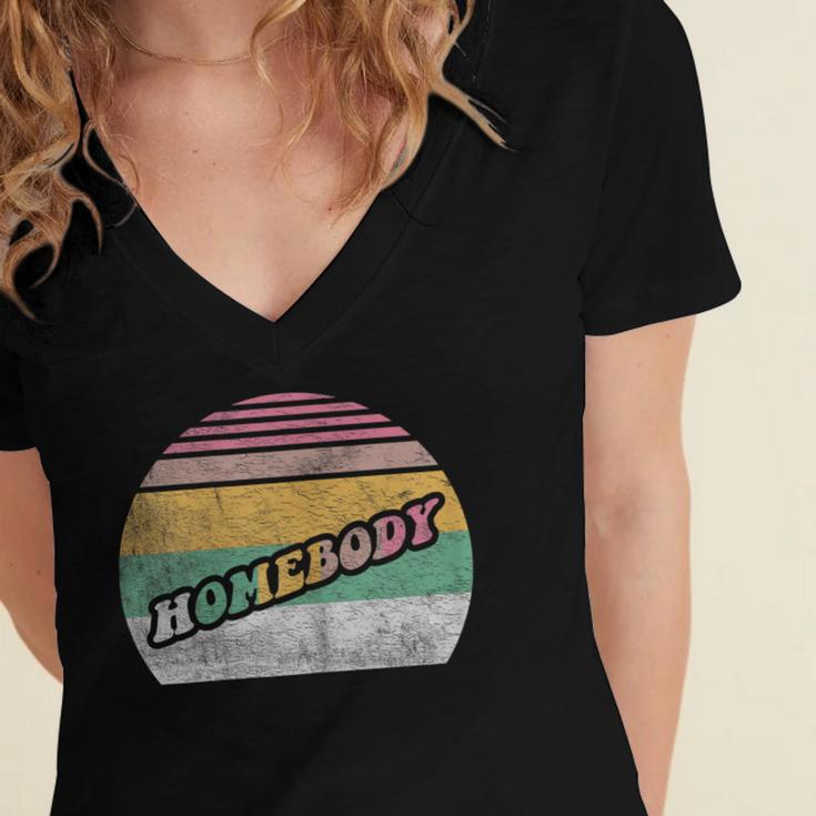 Vintage Homebody Shirt Stay At Home Quarantine Introvert Women's Jersey Short Sleeve Deep V-Neck Tshirt Vintage Homebody Shirt Stay At Home Quarantine Introvert Women's Jersey Short Sleeve Deep V-Neck Tshirt