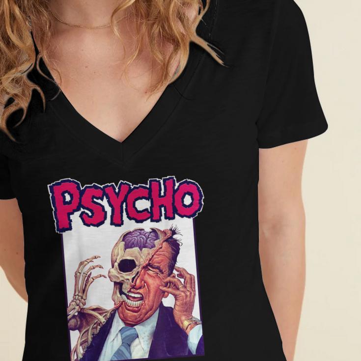 Vintage Movie Horror Poster Comic Book Graphic Film Night Women's Jersey Short Sleeve Deep V-Neck Tshirt