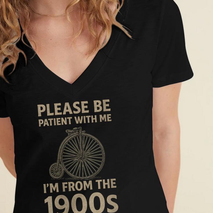 Vintage Please Be Patient With Me I'm From The 1900s Cycle Women's Jersey Short Sleeve Deep V-Neck Tshirt Vintage Please Be Patient With Me I'm From The 1900s Cycle Women's Jersey Short Sleeve Deep V-Neck Tshirt