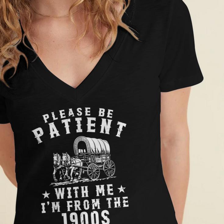 Vintage Please Be Patient With Me I'm From The 1900s Retro Women's Jersey Short Sleeve Deep V-Neck Tshirt