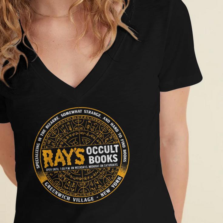 Vintage Quote Ray's Occult Retro Spiritual Books Women's Jersey Short Sleeve Deep V-Neck Tshirt
