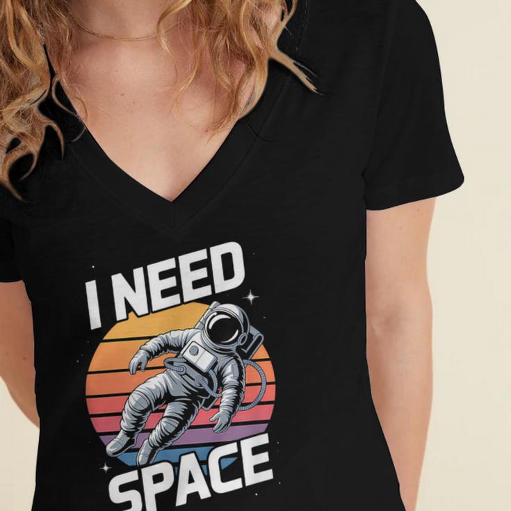 Vintage Space For Introverts I Need Space Women's Jersey Short Sleeve Deep V-Neck Tshirt Vintage Space For Introverts I Need Space Women's Jersey Short Sleeve Deep V-Neck Tshirt