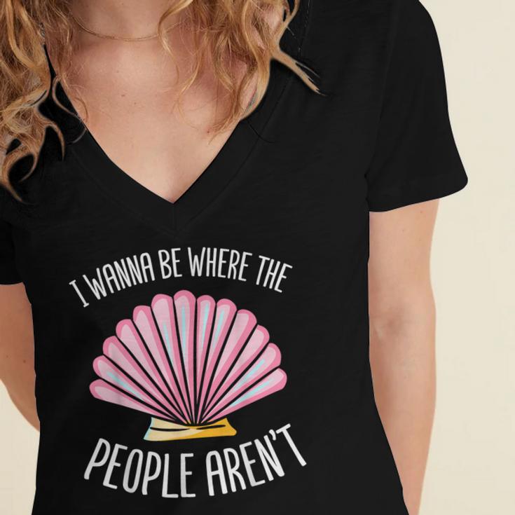 I Wanna Be Where The People Aren't Introverted Introvert Women's Jersey Short Sleeve Deep V-Neck Tshirt I Wanna Be Where The People Aren't Introverted Introvert Women's Jersey Short Sleeve Deep V-Neck Tshirt