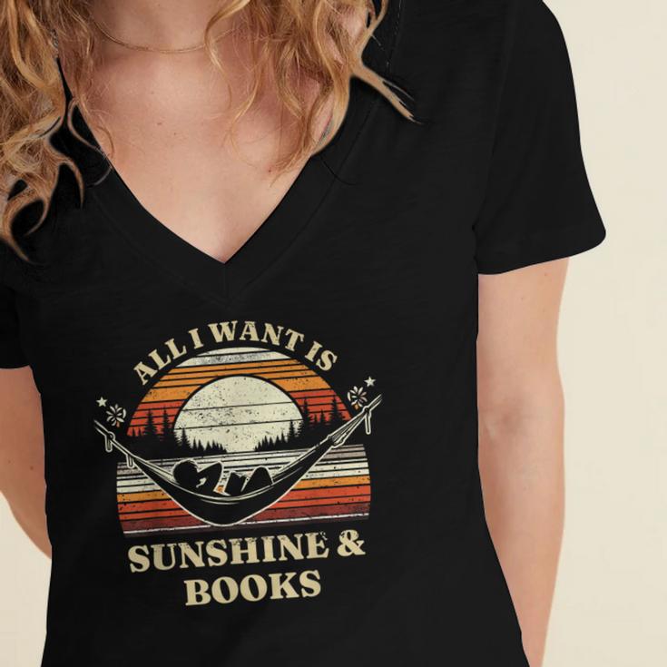 All I Want Is Sunshine & Books Summer Reading Women's Jersey Short Sleeve Deep V-Neck Tshirt All I Want Is Sunshine & Books Summer Reading Women's Jersey Short Sleeve Deep V-Neck Tshirt