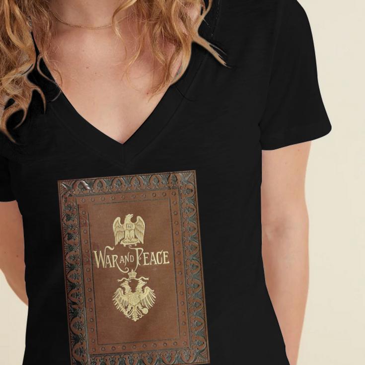 War And Peace Book Cover Women's Jersey Short Sleeve Deep V-Neck Tshirt