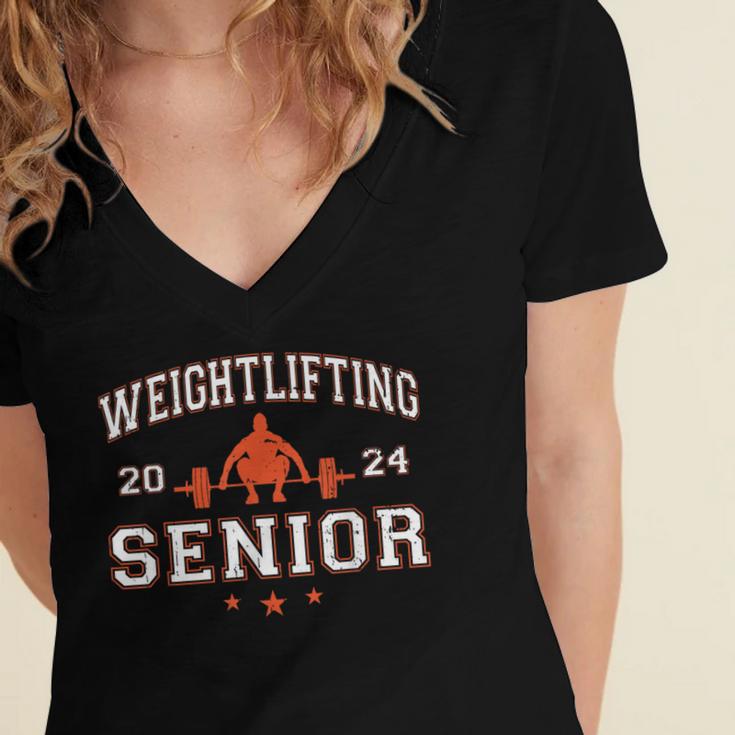 Weightlifting Senior 2024 Graduation Women's Jersey Short Sleeve Deep V-Neck Tshirt