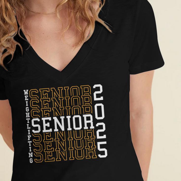 Weightlifting Senior Night Senior 2025 Graduation 42 Women's Jersey Short Sleeve Deep V-Neck Tshirt
