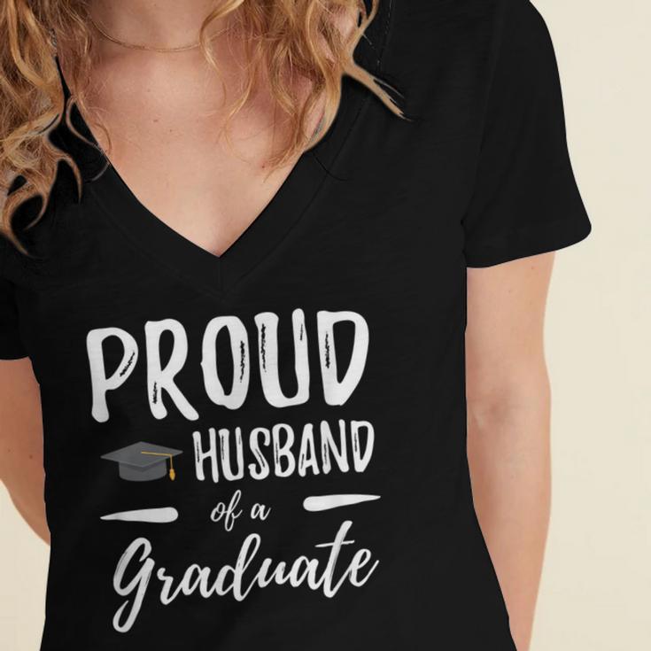 Wife's Graduation Shirt 2018 Proud Husband Of a Graduate Women's Jersey Short Sleeve Deep V-Neck Tshirt