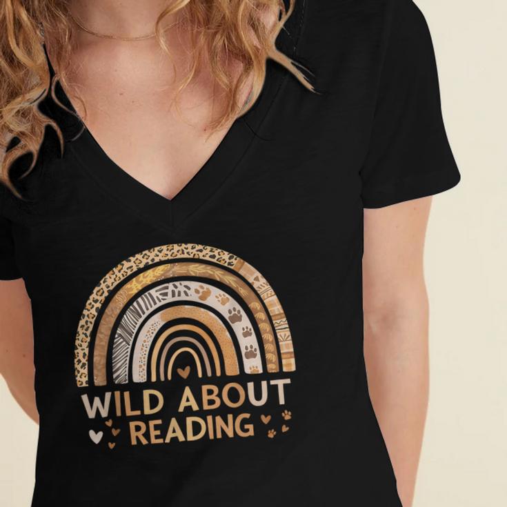 Wild About Reading Books Reader Lover Bookworm Librarian Women's Jersey Short Sleeve Deep V-Neck Tshirt Wild About Reading Books Reader Lover Bookworm Librarian Women's Jersey Short Sleeve Deep V-Neck Tshirt