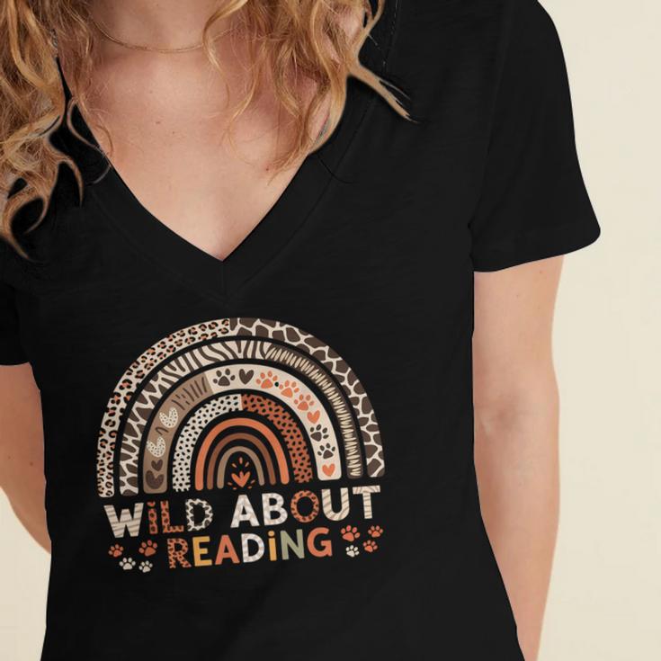 Wild About Reading Books Reader Lover Library Day Librarian Women's Jersey Short Sleeve Deep V-Neck Tshirt Wild About Reading Books Reader Lover Library Day Librarian Women's Jersey Short Sleeve Deep V-Neck Tshirt
