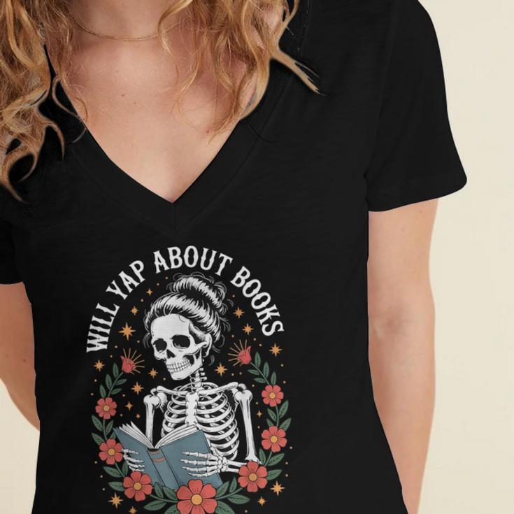 Will Yap About Books Women's Jersey Short Sleeve Deep V-Neck Tshirt