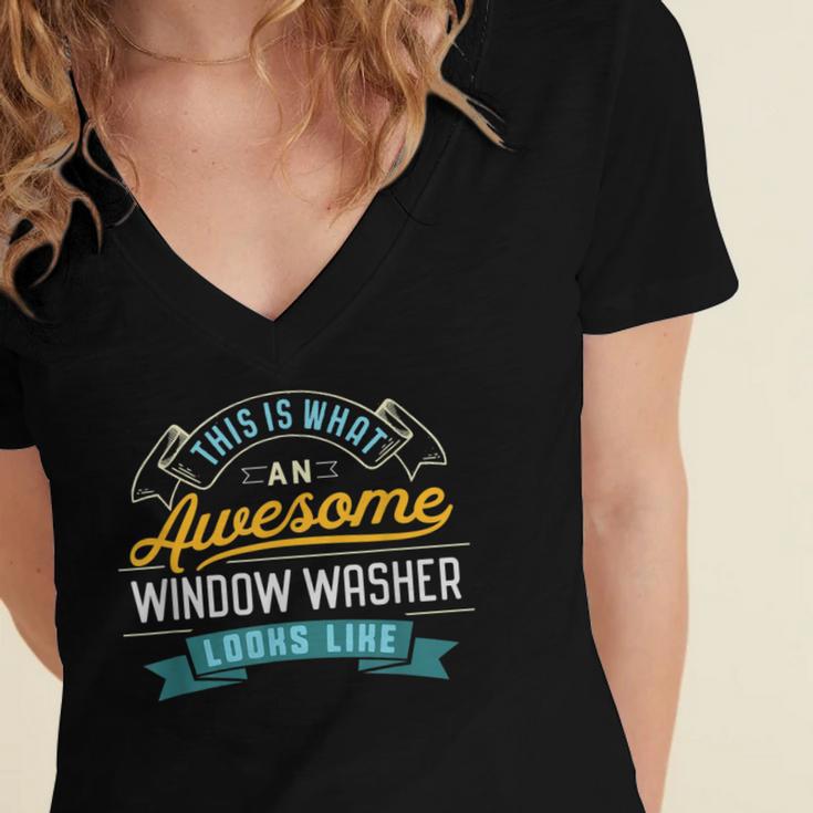Window Washer Shirt Awesome Job Occupation Graduation Women's Jersey Short Sleeve Deep V-Neck Tshirt