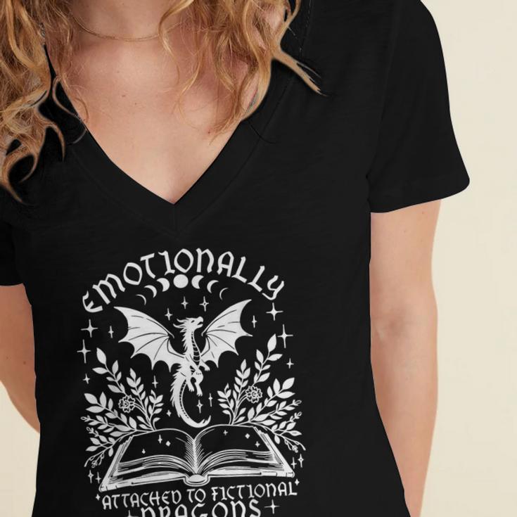 Women Dragons Bookish Fantasy Book Club Book Lover Reader Women's Jersey Short Sleeve Deep V-Neck Tshirt Women Dragons Bookish Fantasy Book Club Book Lover Reader Women's Jersey Short Sleeve Deep V-Neck Tshirt
