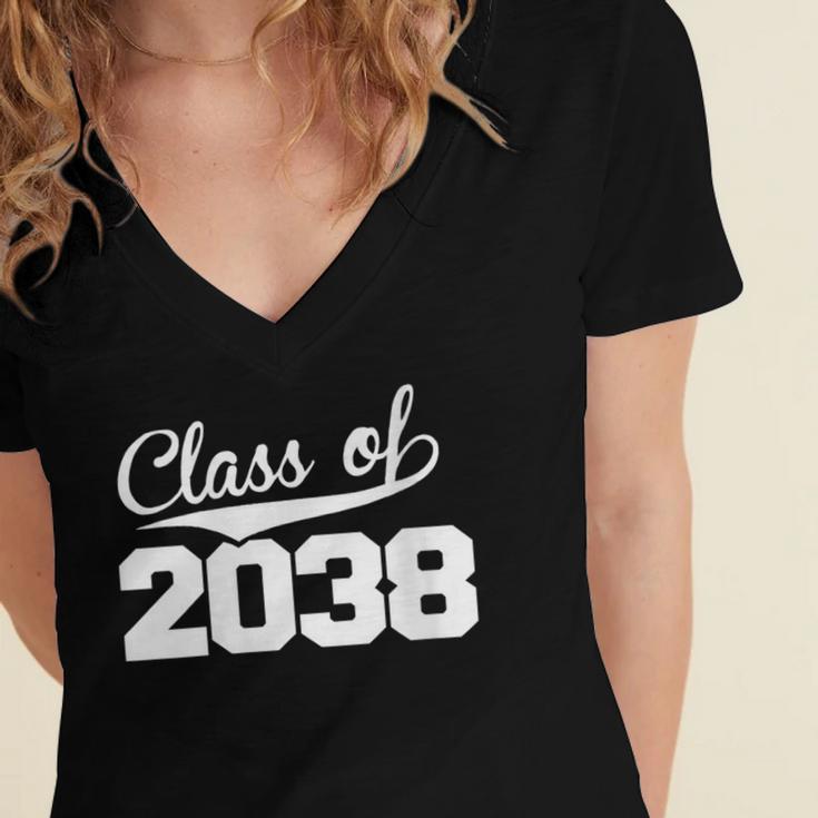 Women's Class Of 2038 Kid Adult Future Year Kindergarten Graduation Women's Jersey Short Sleeve Deep V-Neck Tshirt