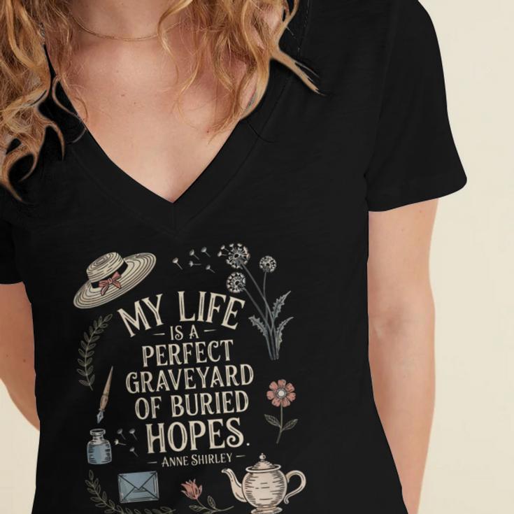 Women's Dramatic Book Lover Quote Women's Jersey Short Sleeve Deep V-Neck Tshirt