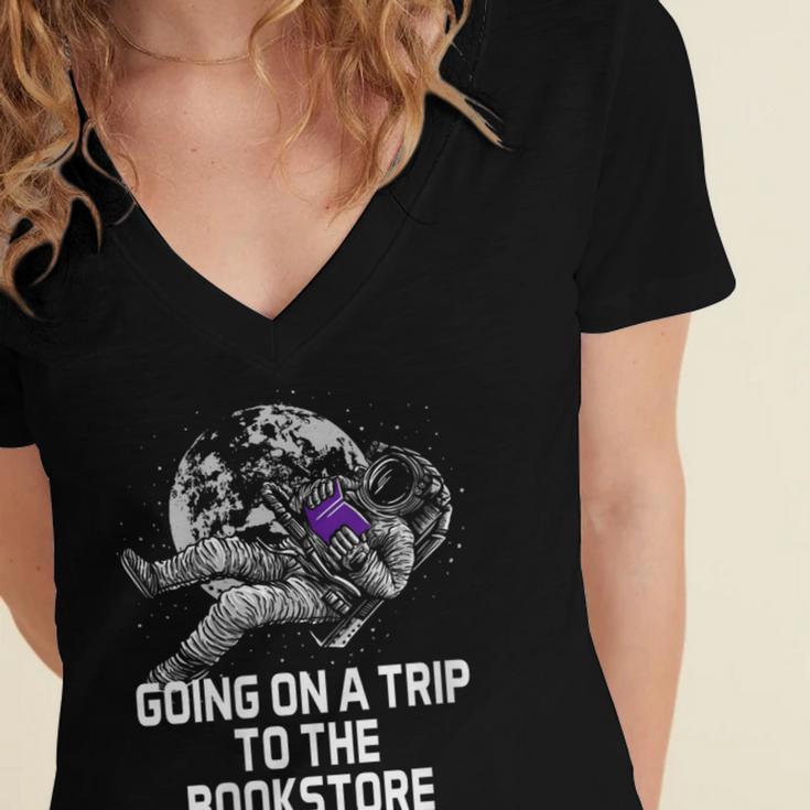 Women's Going On a Trip To The Bookstore Bookworm Humor Women's Jersey Short Sleeve Deep V-Neck Tshirt