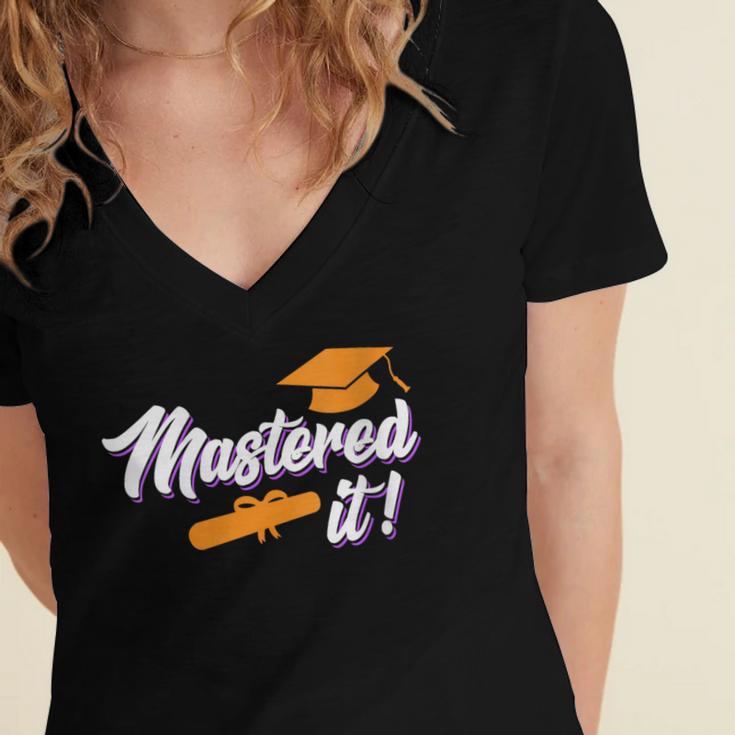 Women's Master Graduation 2026 Mastered It Master's Degree Women's Jersey Short Sleeve Deep V-Neck Tshirt