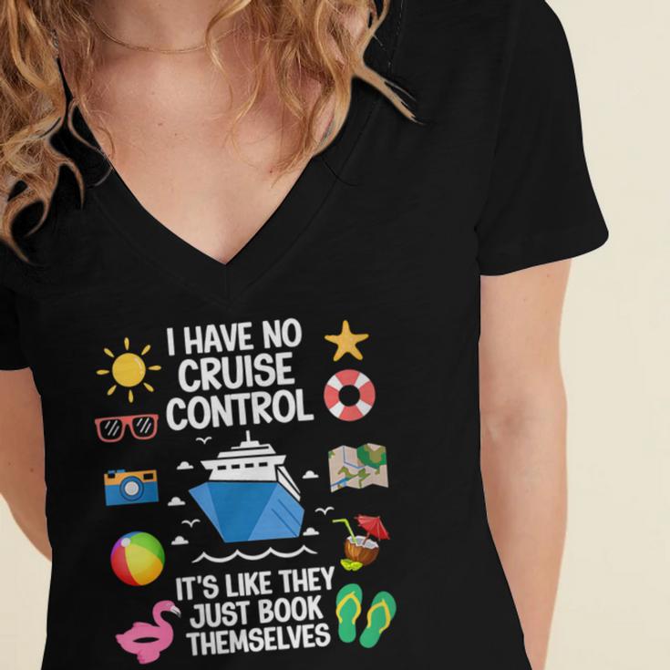 Women's I Have No Control On A Cruise They Book Themselves Cruise Women's Jersey Short Sleeve Deep V-Neck Tshirt