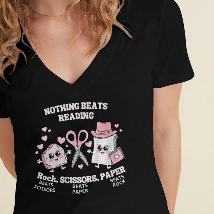 Women's Nothing Beats Reading Book Lover Statement Women's Jersey Short Sleeve Deep V-Neck Tshirt Women's Nothing Beats Reading Book Lover Statement Women's Jersey Short Sleeve Deep V-Neck Tshirt