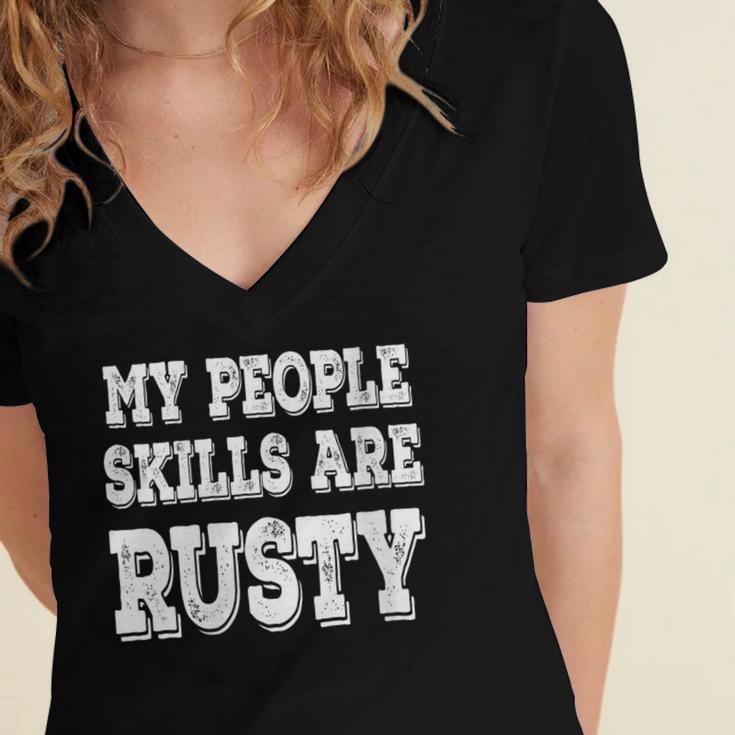 Women's My People Skills Are Rusty Introvert SPN Moments Women's Jersey Short Sleeve Deep V-Neck Tshirt Women's My People Skills Are Rusty Introvert SPN Moments Women's Jersey Short Sleeve Deep V-Neck Tshirt