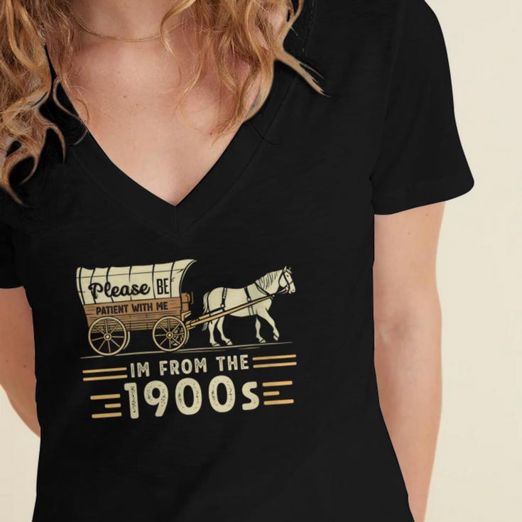 Women's Vintage Please Be Patient With Me I'm From The 1900s Women's Jersey Short Sleeve Deep V-Neck Tshirt Women's Vintage Please Be Patient With Me I'm From The 1900s Women's Jersey Short Sleeve Deep V-Neck Tshirt