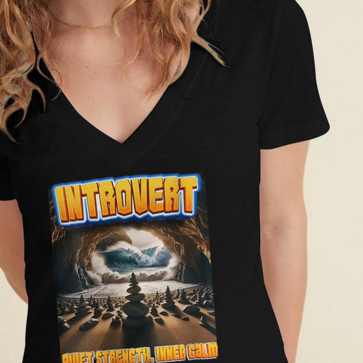 World Introvert Day Quiet Strength Inner Calm Women's Jersey Short Sleeve Deep V-Neck Tshirt World Introvert Day Quiet Strength Inner Calm Women's Jersey Short Sleeve Deep V-Neck Tshirt