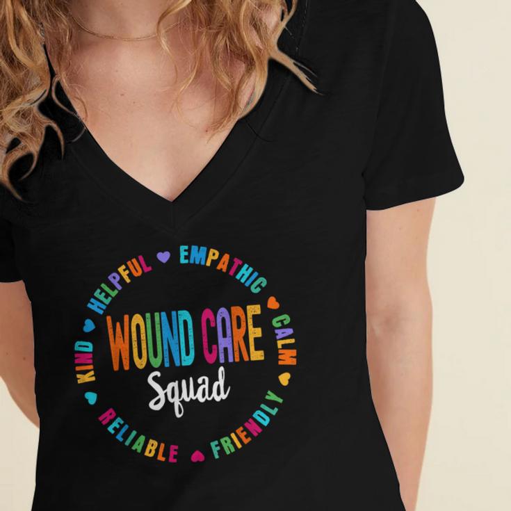 Wound Care Nurse Squad Appreciation Graduation Staff RN Women's Jersey Short Sleeve Deep V-Neck Tshirt
