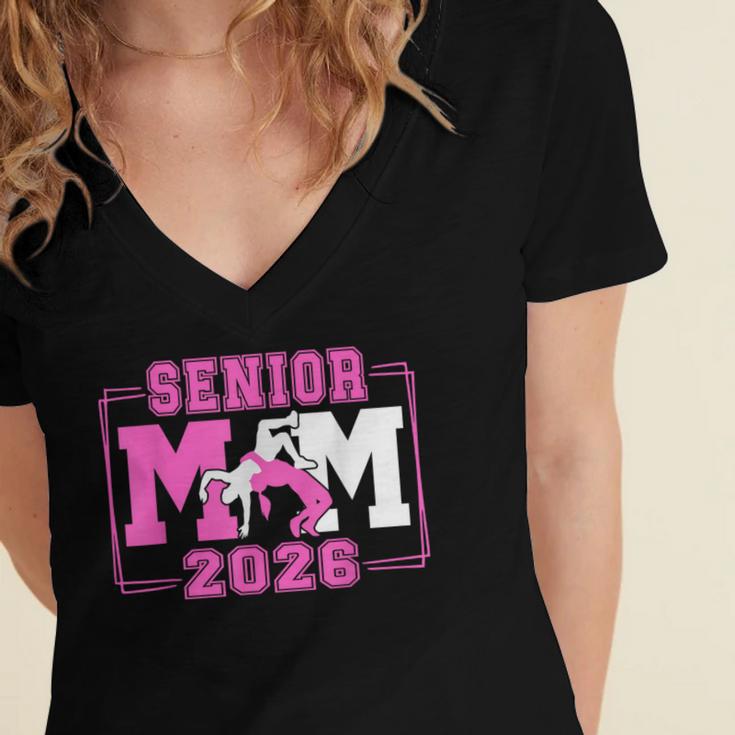 Wrestling Senior Mom Wrestling Senior 2026 Graduation Women's Jersey Short Sleeve Deep V-Neck Tshirt