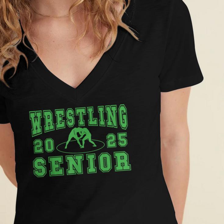 Wrestling Senior Night Wrestling Senior 2025 Graduation 32 Women's Jersey Short Sleeve Deep V-Neck Tshirt