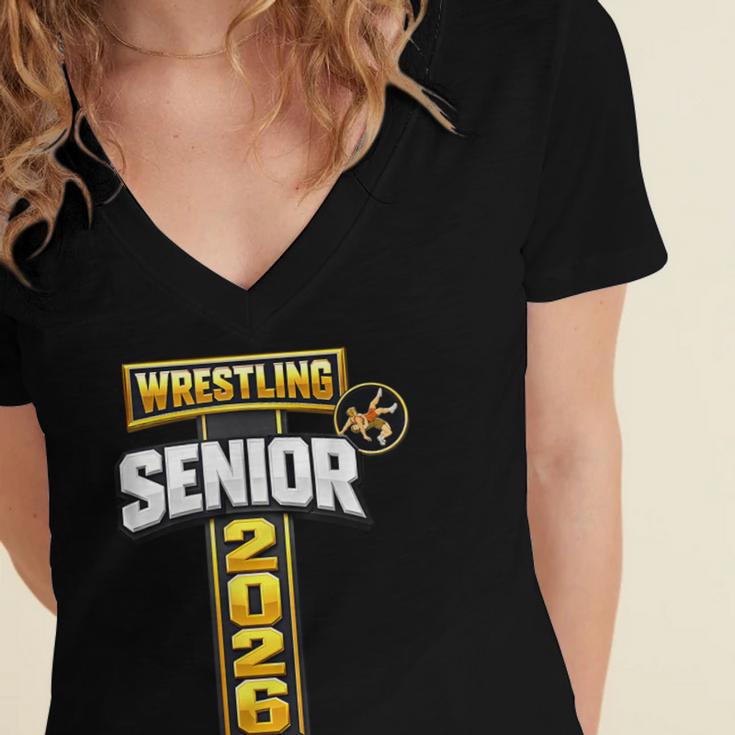 Wrestling Senior Night Senior 2026 Faith Cross Graduation Women's Jersey Short Sleeve Deep V-Neck Tshirt