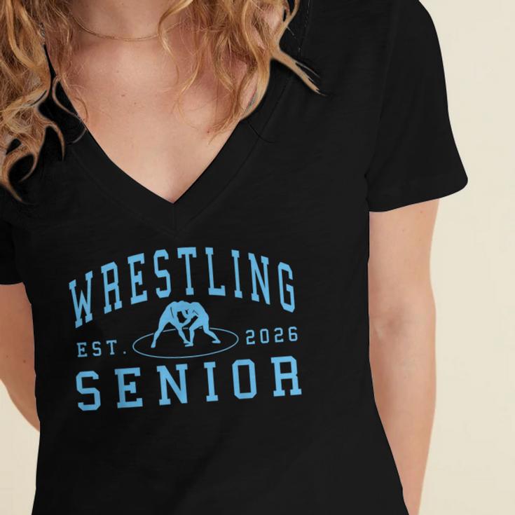 Wrestling Senior Night Wrestling Senior 2026 Graduation 70 Women's Jersey Short Sleeve Deep V-Neck Tshirt