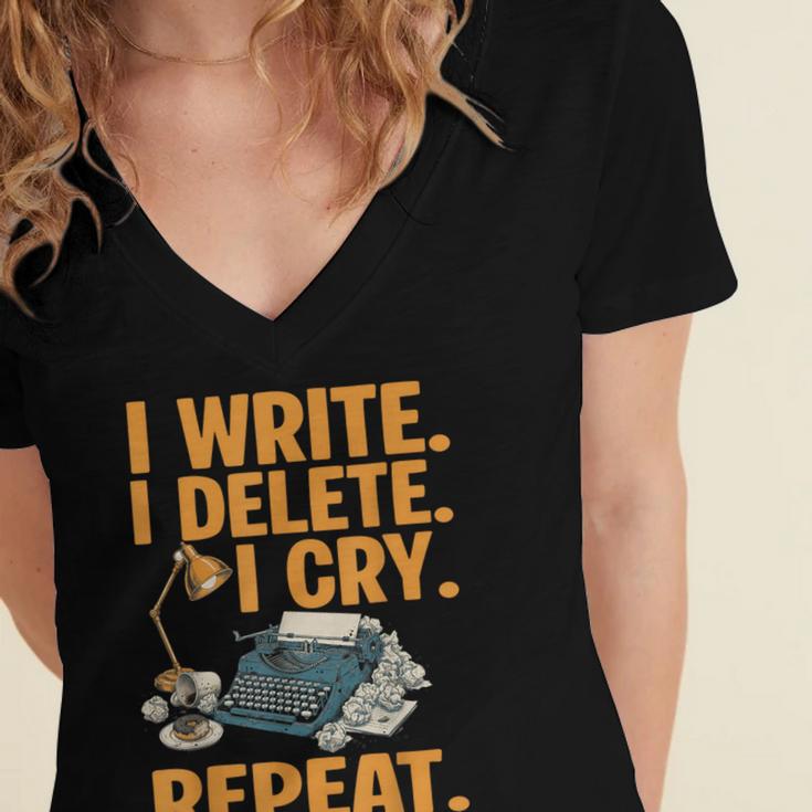 I Write Book Writer Author Book Writing Novelist Women's Jersey Short Sleeve Deep V-Neck Tshirt