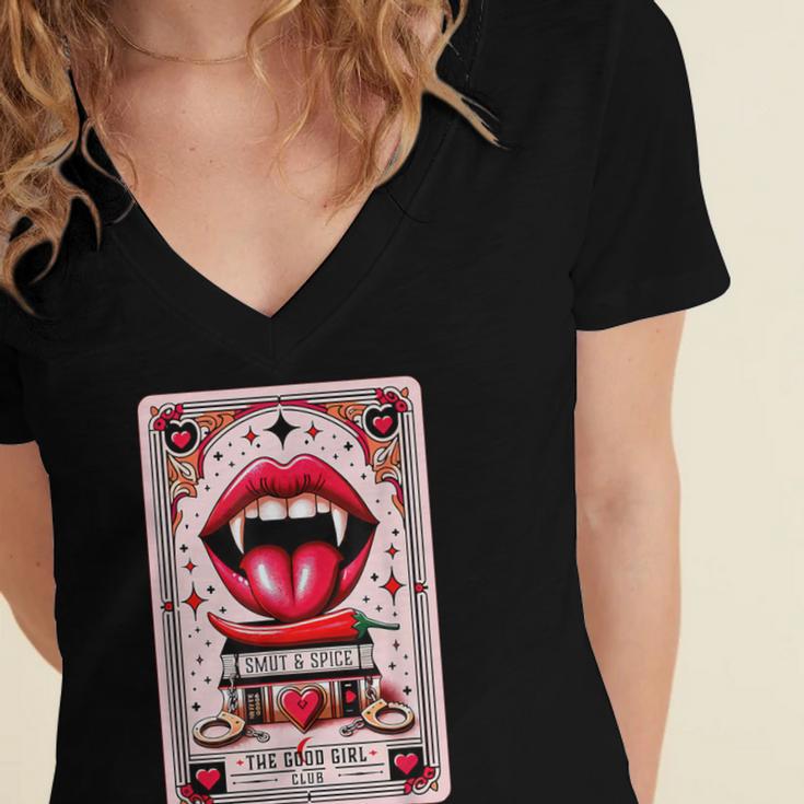 Yes Sir The Good-Girl The Good-Girl Tarot Card Smut Book Women's Jersey Short Sleeve Deep V-Neck Tshirt