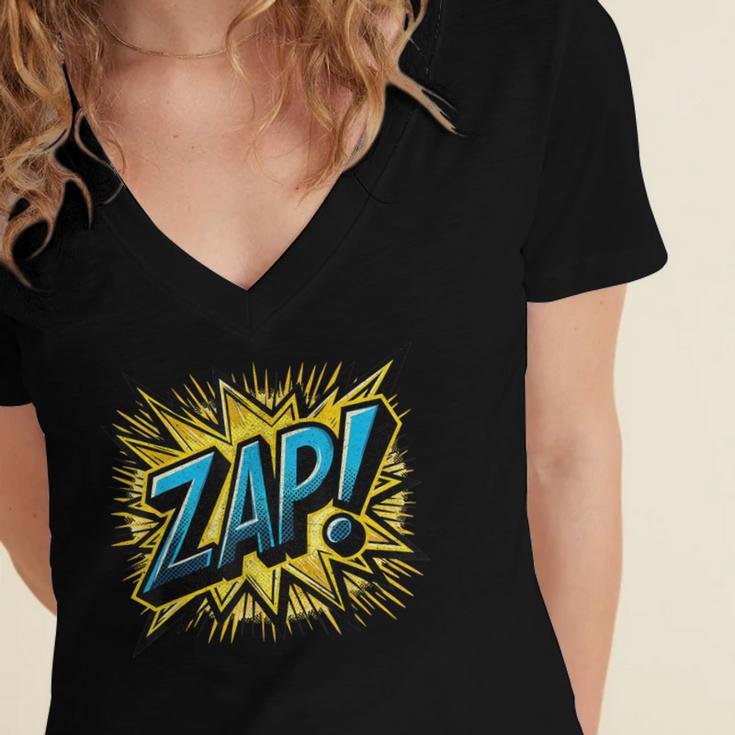 ZAP Comic Book Retro Artwork – Cartoon Collector Women's Jersey Short Sleeve Deep V-Neck Tshirt