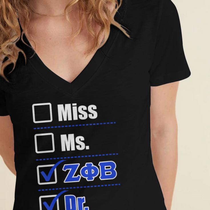 Zeta Phi Beta Doctor Graduation Zeta Phi Beta HBCU Doctor Women's Jersey Short Sleeve Deep V-Neck Tshirt