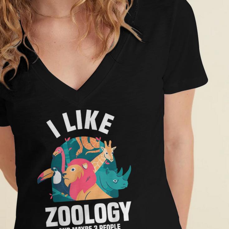 Zoologist Scientist Wildlife Biologist Zoology Introverted Women's Jersey Short Sleeve Deep V-Neck Tshirt